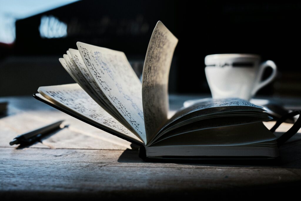 Journal of a notebook showing the power of writing for mental health